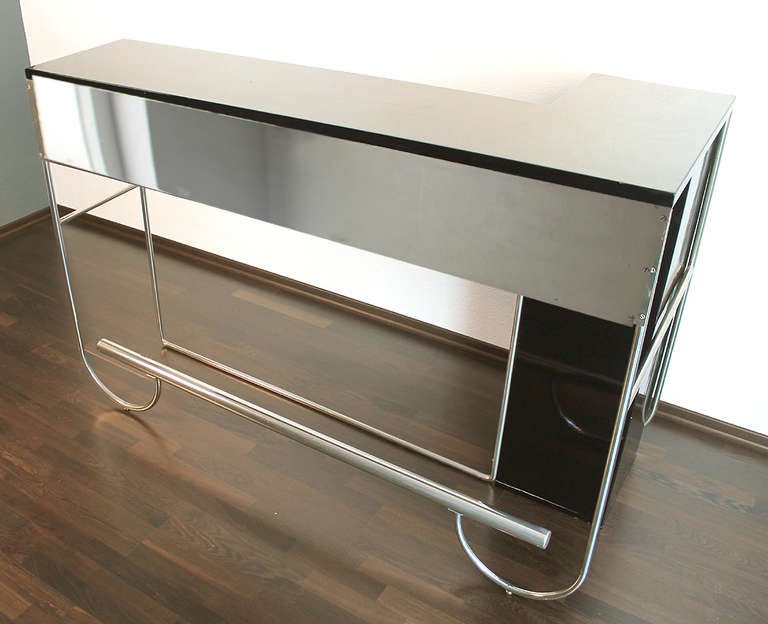 German Large Art Deco Bauhaus Tubular Chrome Bar Counter, Deskey Ruhlmann Era,  For Sale