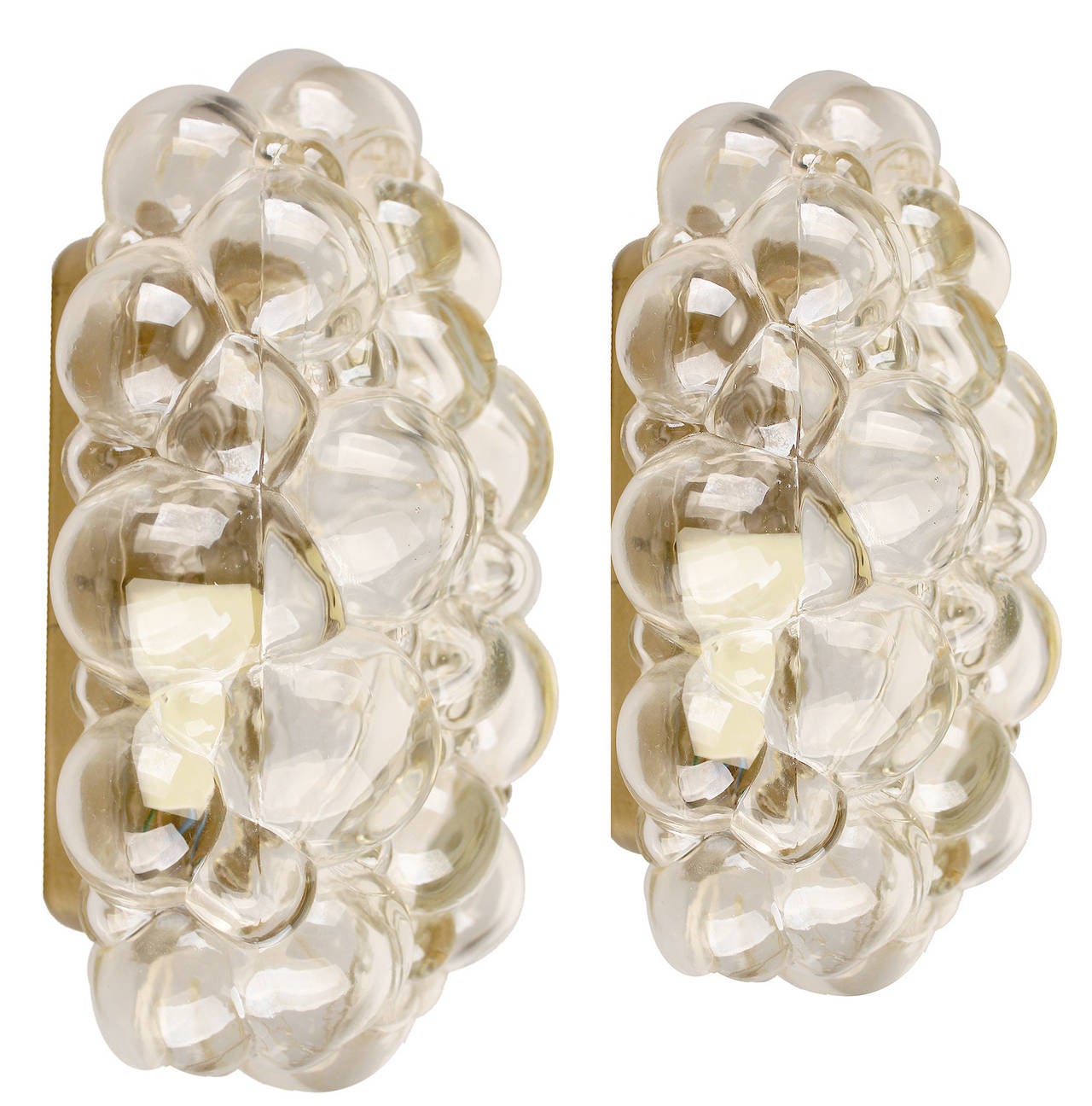 Mid-Century Modern Pair of Bubble Glass Sconce Wall Lights Antique Lighting Light Brass