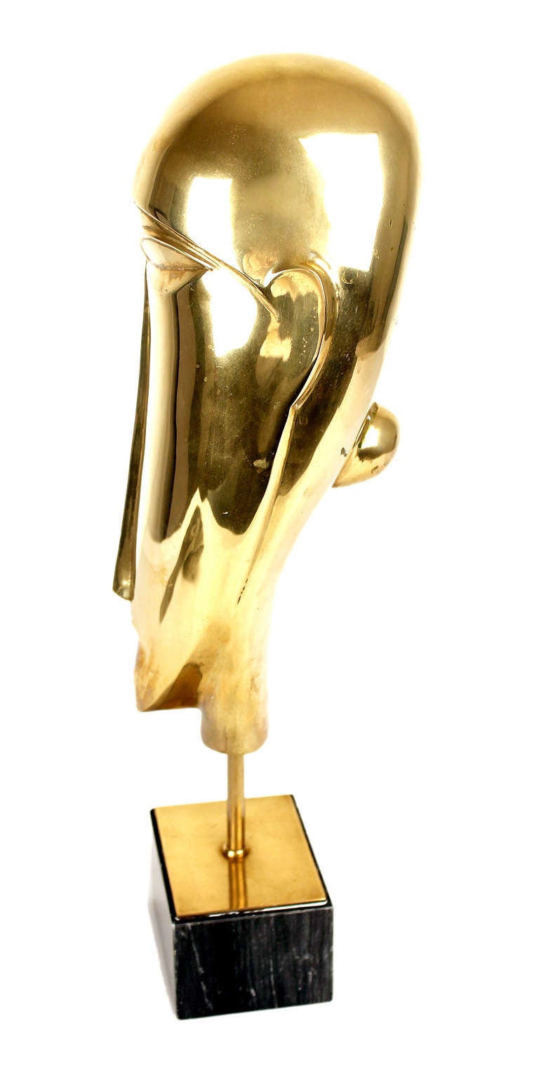Large Art Deco Brass Woman Sculpture, Tribal Inspired Style, 1930s Modernist  In Good Condition For Sale In Bremen, DE