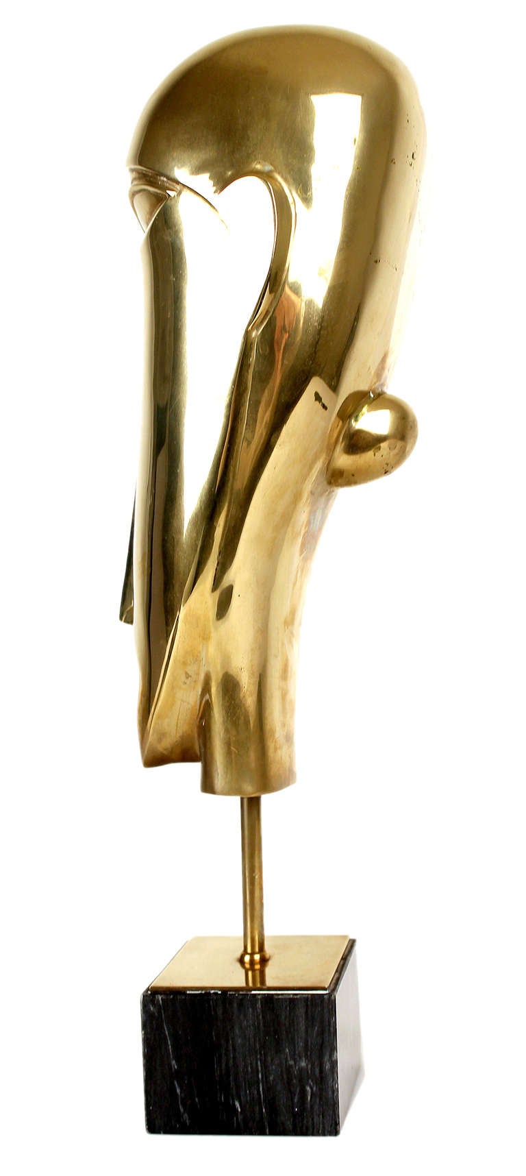 Mid-20th Century Large Art Deco Brass Woman Sculpture, Tribal Inspired Style, 1930s Modernist  For Sale