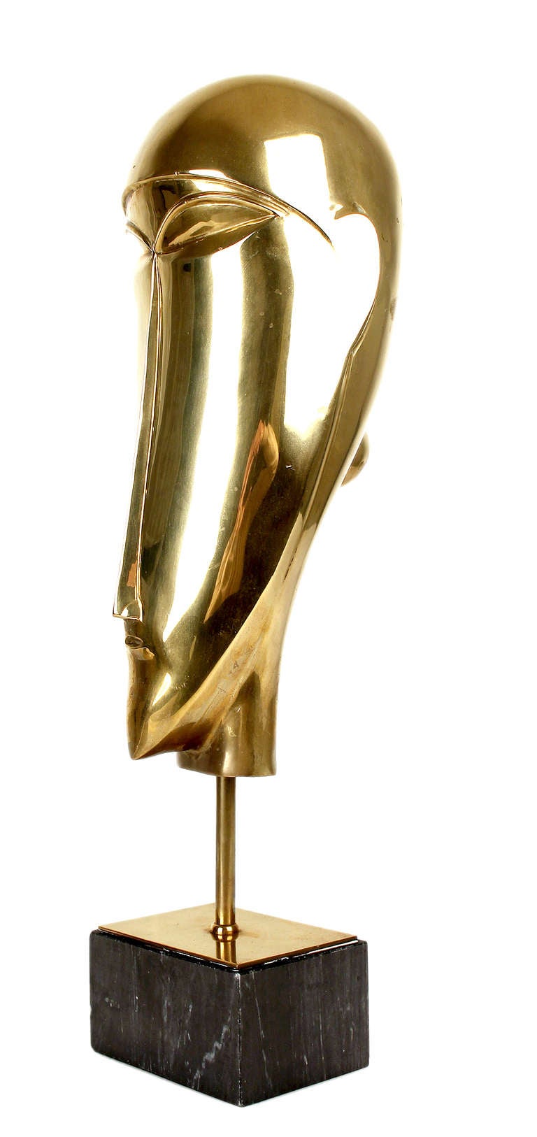 Japanese Large Art Deco Brass Woman Sculpture, Tribal Inspired Style, 1930s Modernist  For Sale