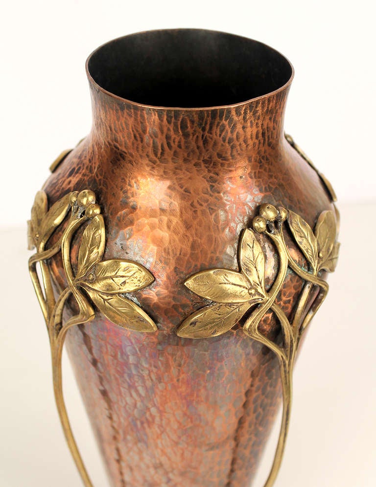 Large WMF Vase with Gingko Floral Thema Art Nouveau Jugendstil, Tiffany