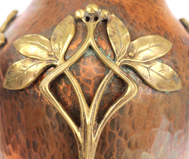 Large WMF Vase with Gingko Floral Thema Art Nouveau Jugendstil, Tiffany