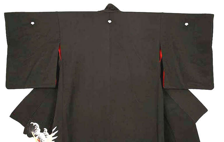 Art Deco Japanese Formal Black Kurotomesode Kimono Dress in Silk For ...