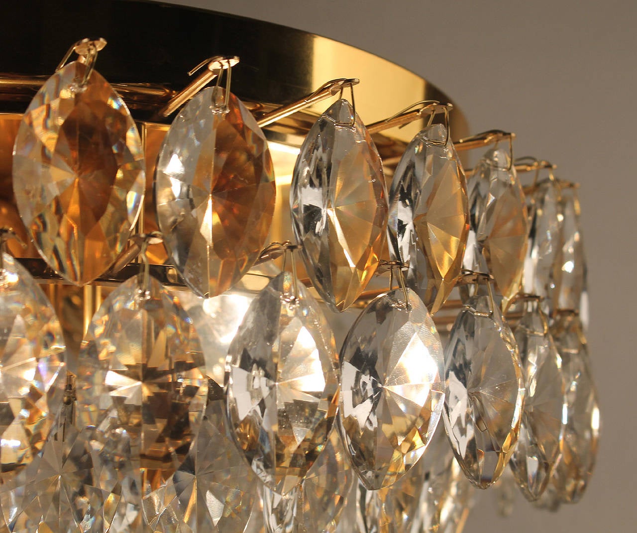 Lobmeyr Flush Mount Light Modernist Brass Ceiling Fixture 60s  2