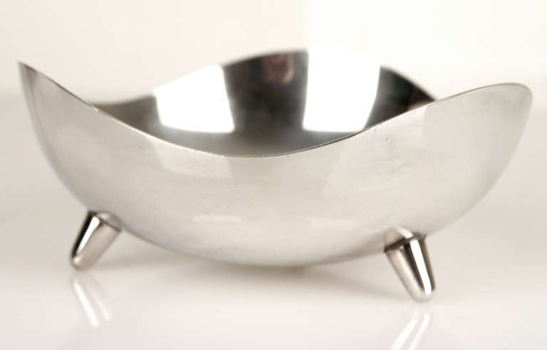 Scandinavian Modern Danish Modern Hans Jensen Silver Plated Trinket Vide Poche Bowl, 1960s Design For Sale