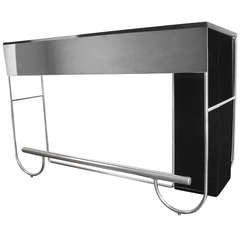 Large Art Deco Bauhaus Tubular Chrome Bar Counter, Deskey Ruhlmann Era, 