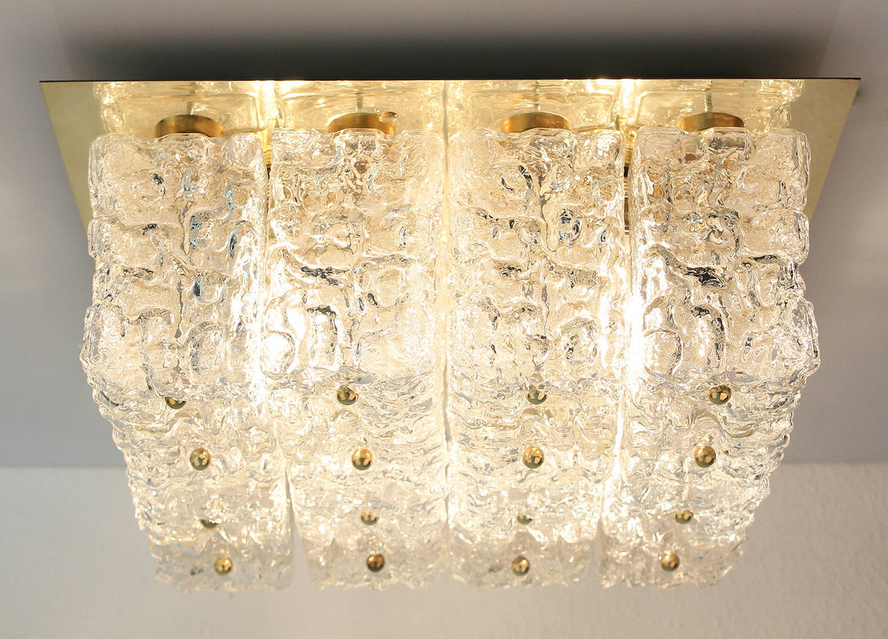 Mid-Century Modern Limburg Glass Flush Mount Light Chandelier 