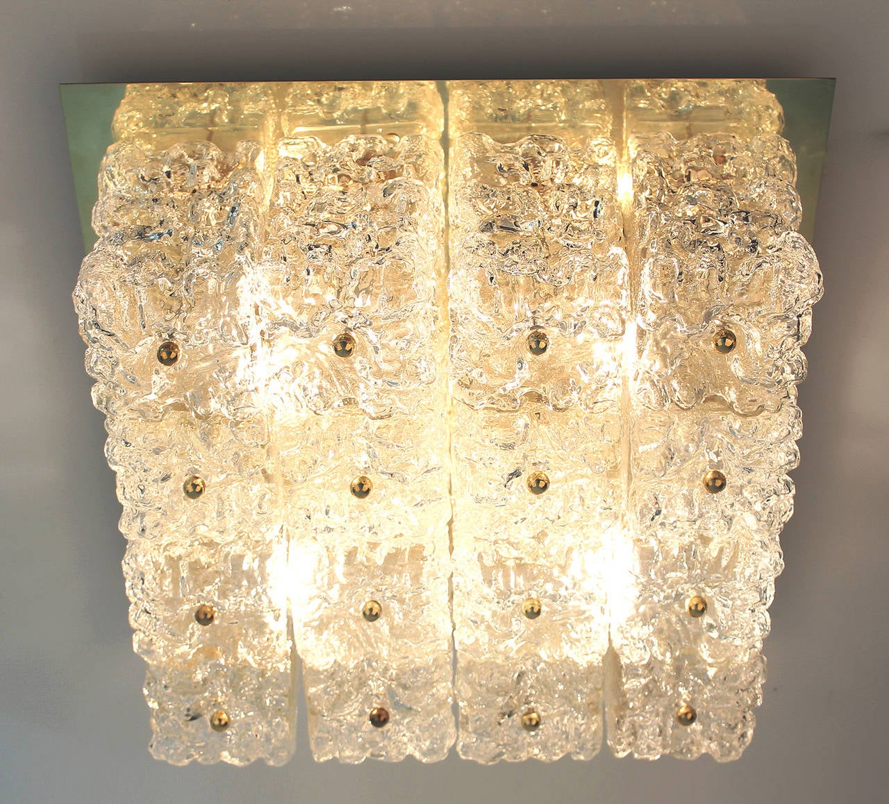 Mid-20th Century Limburg Glass Flush Mount Light Chandelier 