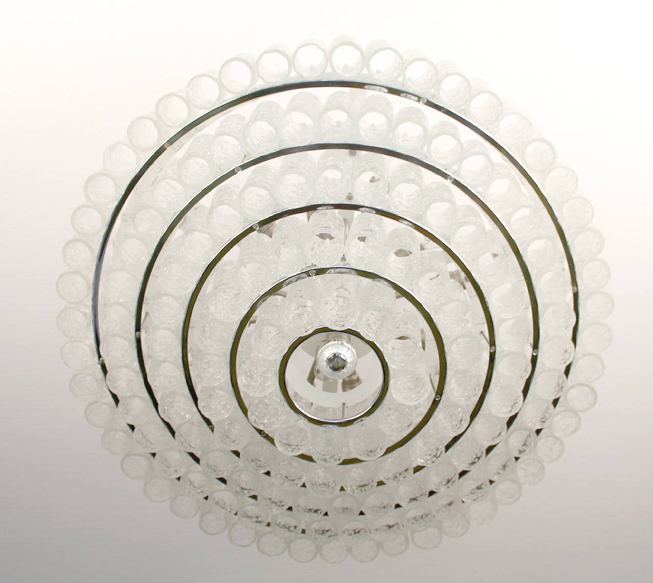 Mid-20th Century Very Large Doria Murano Glass Chandelier Chrome Ceiling Lamp Modernist 60s