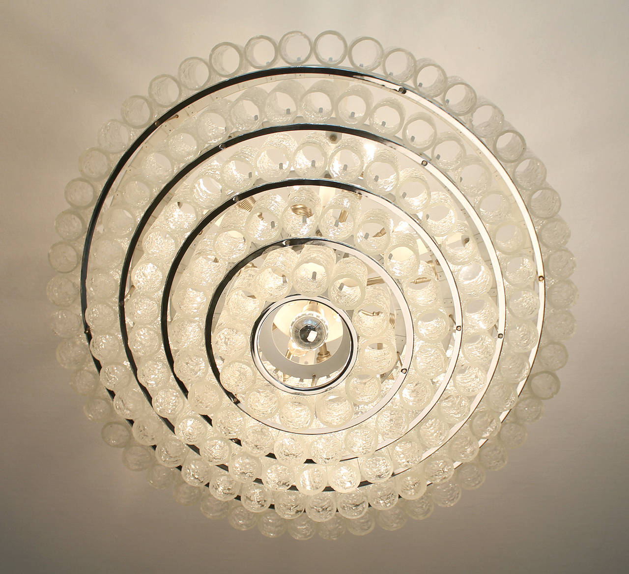 Metal Very Large Doria Murano Glass Chandelier Chrome Ceiling Lamp Modernist 60s
