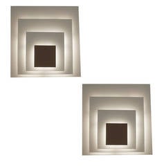 Pair of Architectonic Pyramid Sconces by Hillebrand