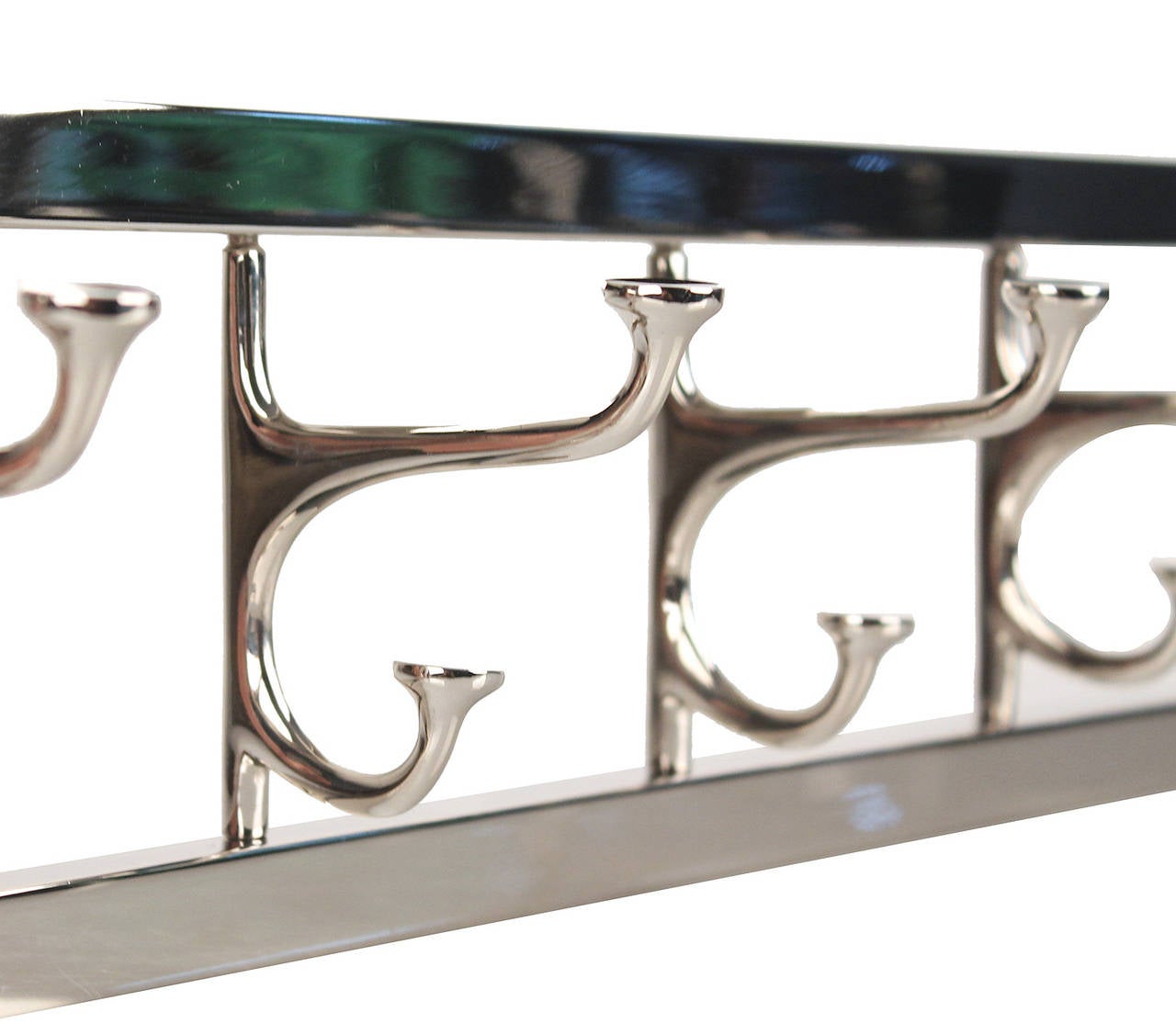 Nickel French Art Deco Coat Hanger or Rack with Swivel Hooks