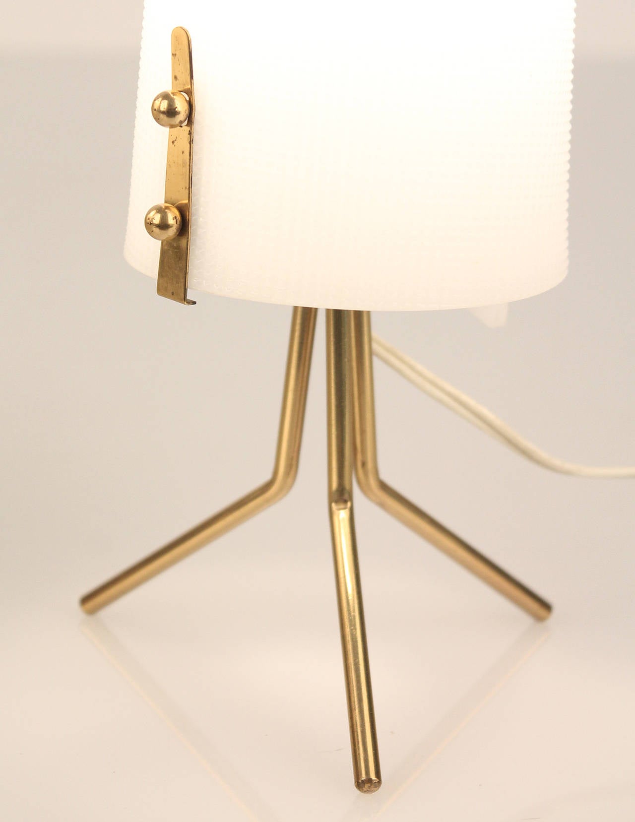 Pair of Brass Tripod Table Lamps, 1950s Modernist Design, Stilnovo