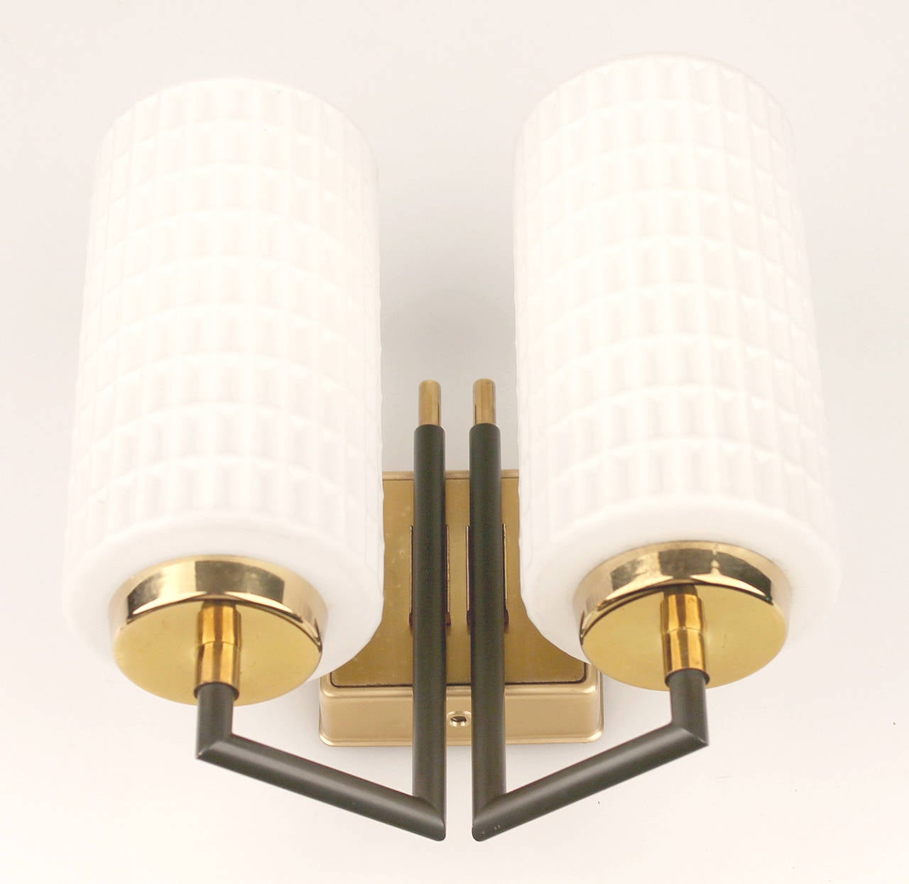 Pair of Italian Glass and Brass Sconces  4
