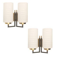 Pair of Italian Glass and Brass Sconces 