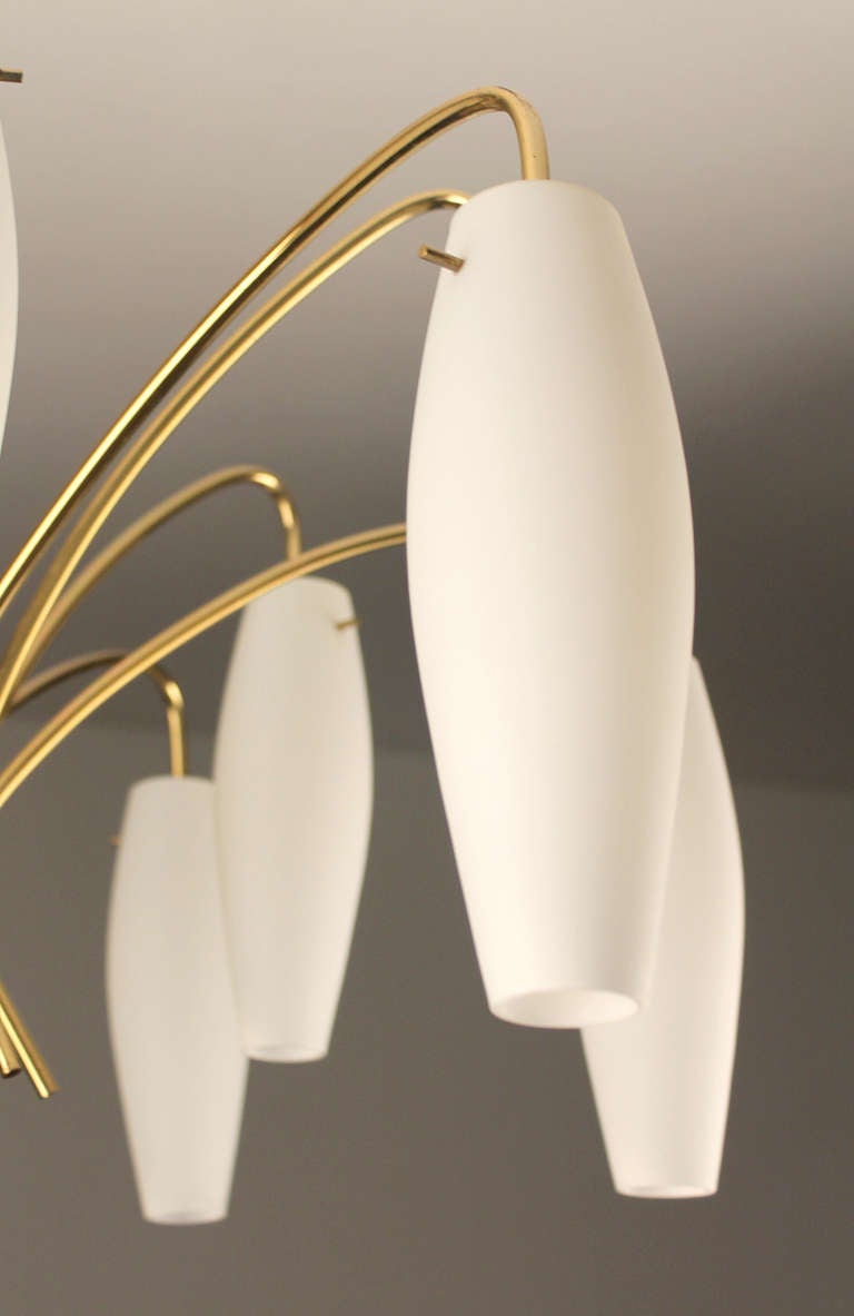 Italian Chandelier Antique Lighting Ceiling Light Glass Brass For Sale 3