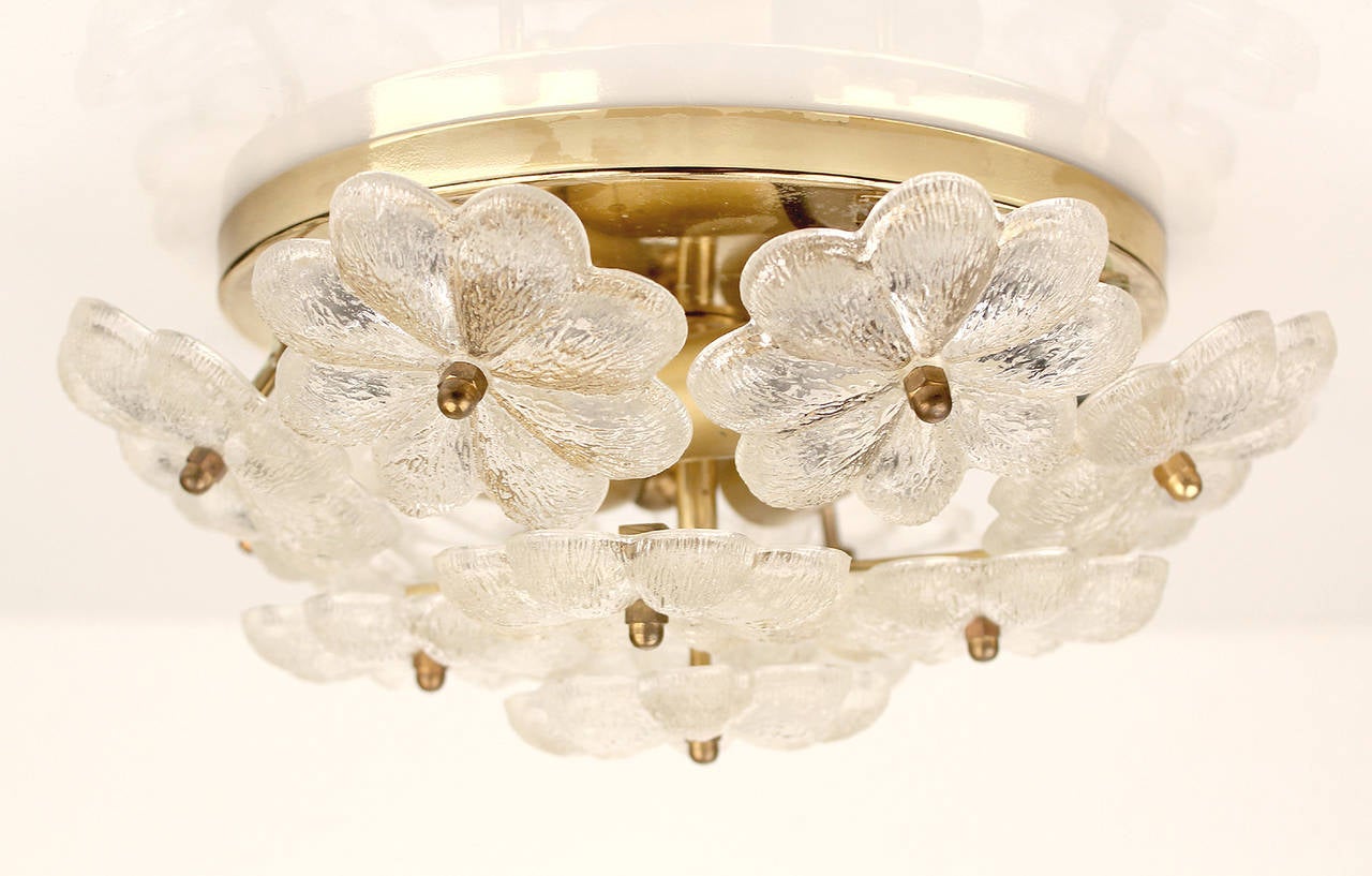 Mid-Century Modern Murano Glass Flower Sconce Glass Flowers Antique Lighting Light Austrian Brass