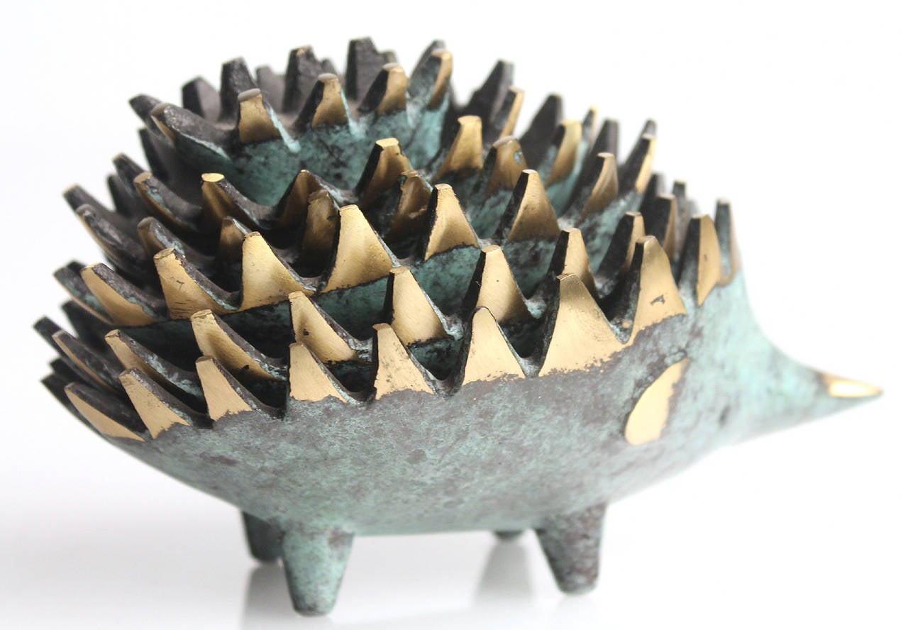 Mid-20th Century 1960s Walter Bosse Bronze Hedgehog Carl Auböck Era Antique