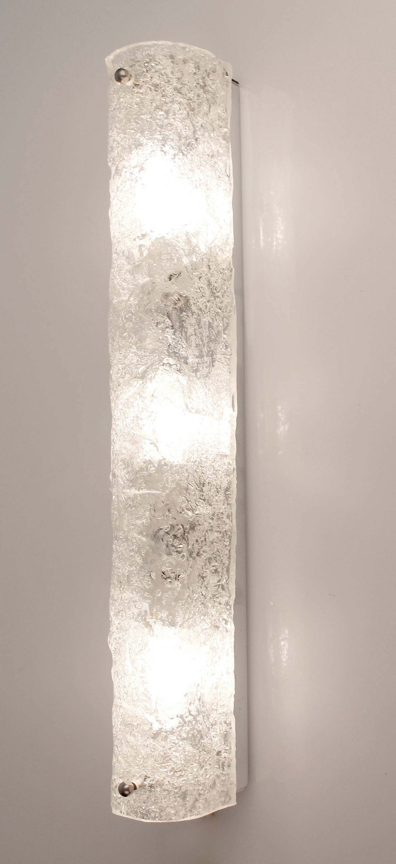 Pair of Large Murano Glass Sconces Chrome Wall Fixtures Hollywood Regency 60s at 1stdibs