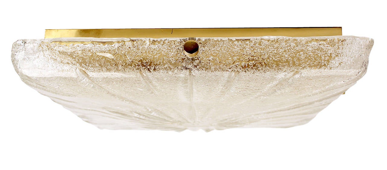 Very Large Kalmar Sunburst Murano Glass Flush Mount Light Fixture Brass  2