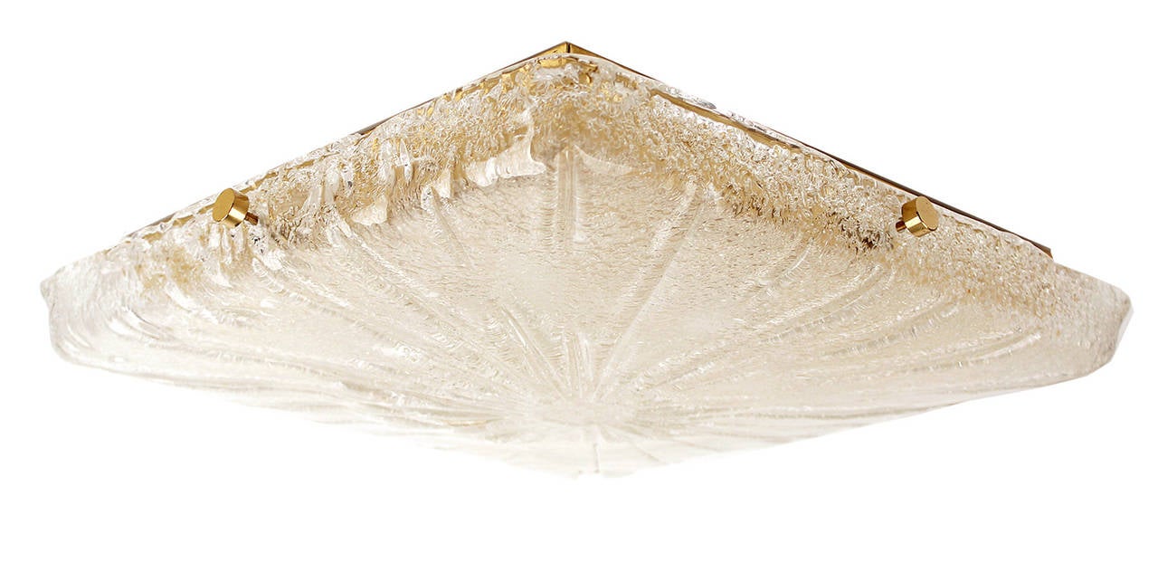 Very Large Kalmar Sunburst Murano Glass Flush Mount Light Fixture Brass  1