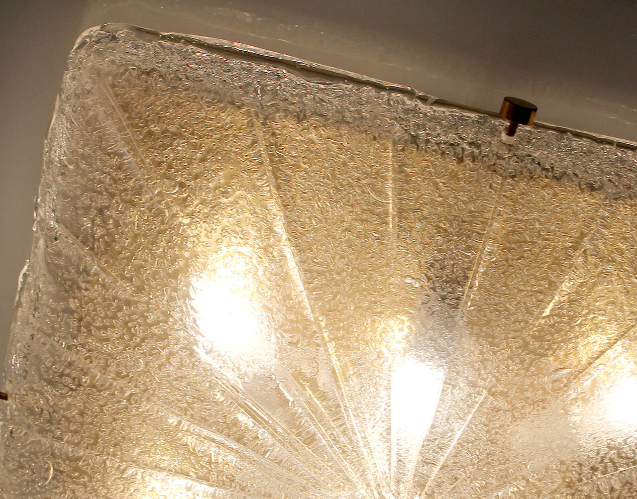 Very Large Kalmar Sunburst Murano Glass Flush Mount Light Fixture Brass  3