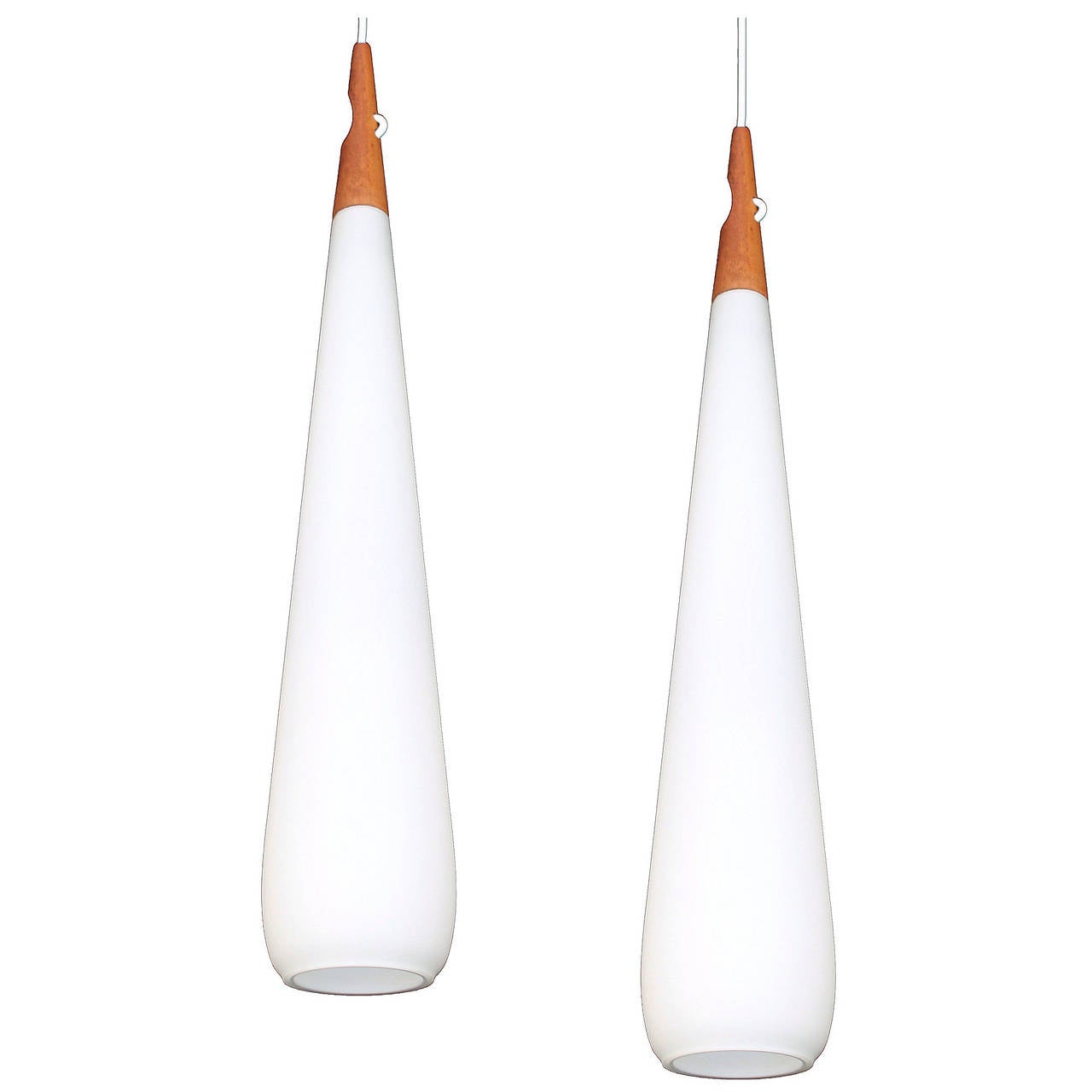 Luxus Teak and Glass Pendant Lights at 1stdibs