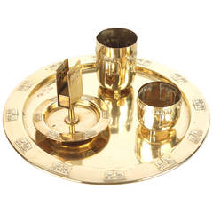 Wmf Art Deco Jugendstil Brass Smoker Set with Tray, Box, Ashtray 2
