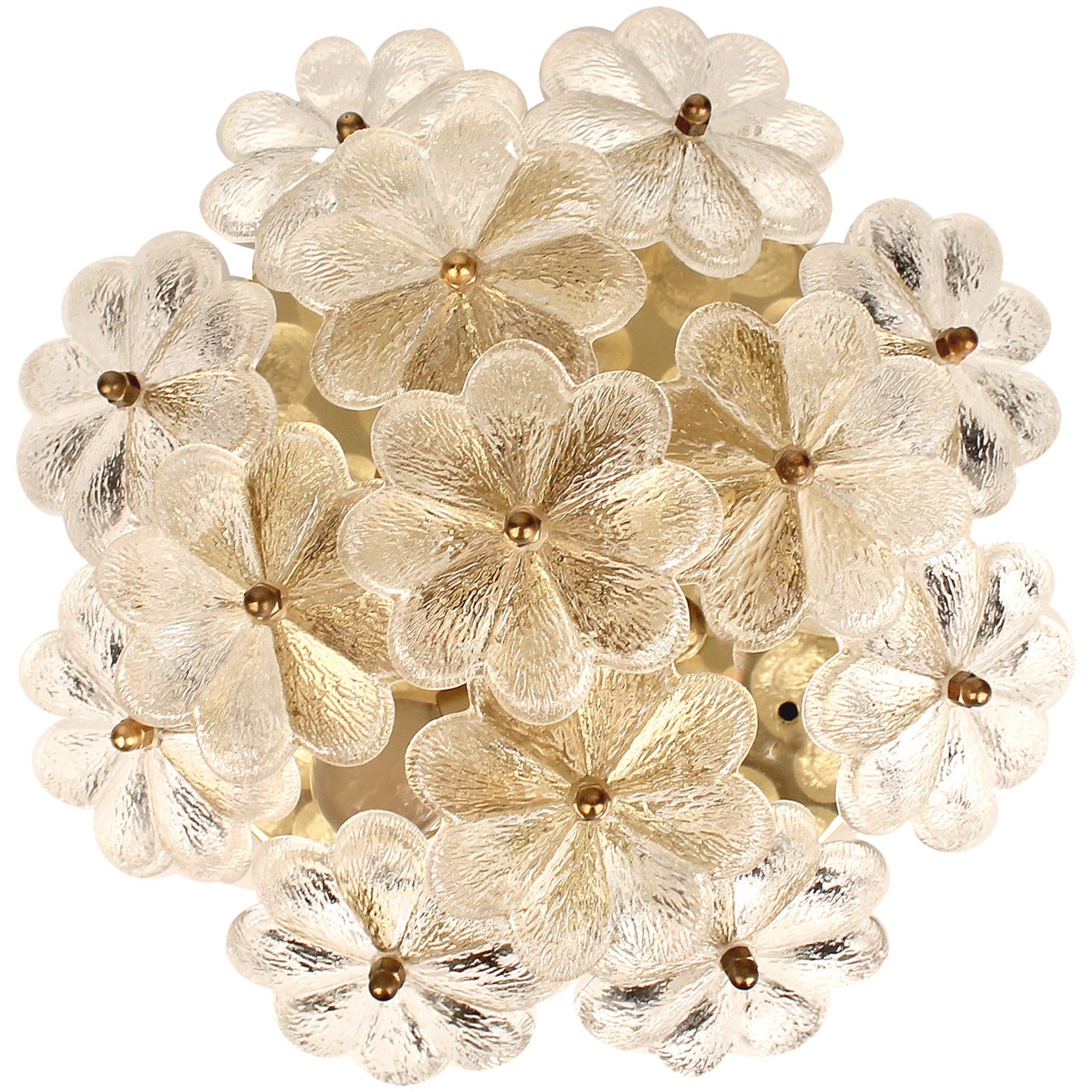 Muranoglas Blume Wandleuchter Glas Blumen Antike Beleuchtung Licht Österreichische Messing