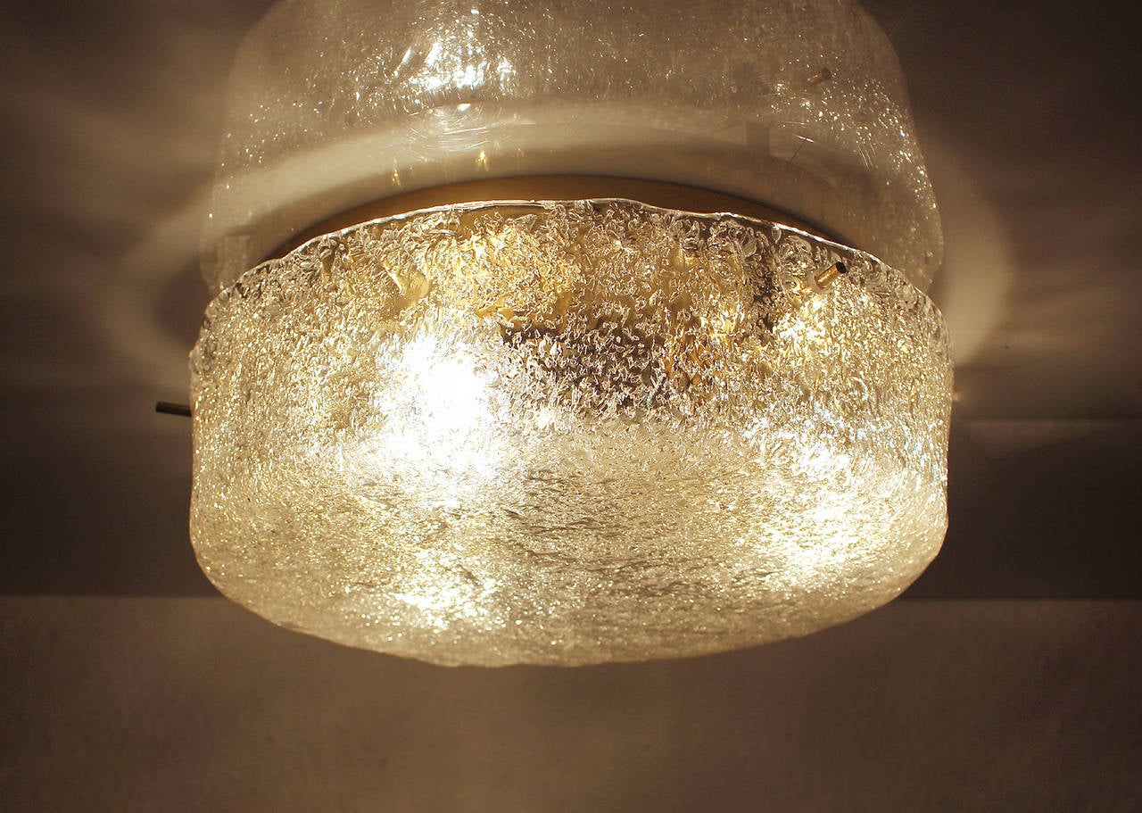 Austrian Murano Glass Sconce Flush Light Brass Ceiling Wall Fixture 