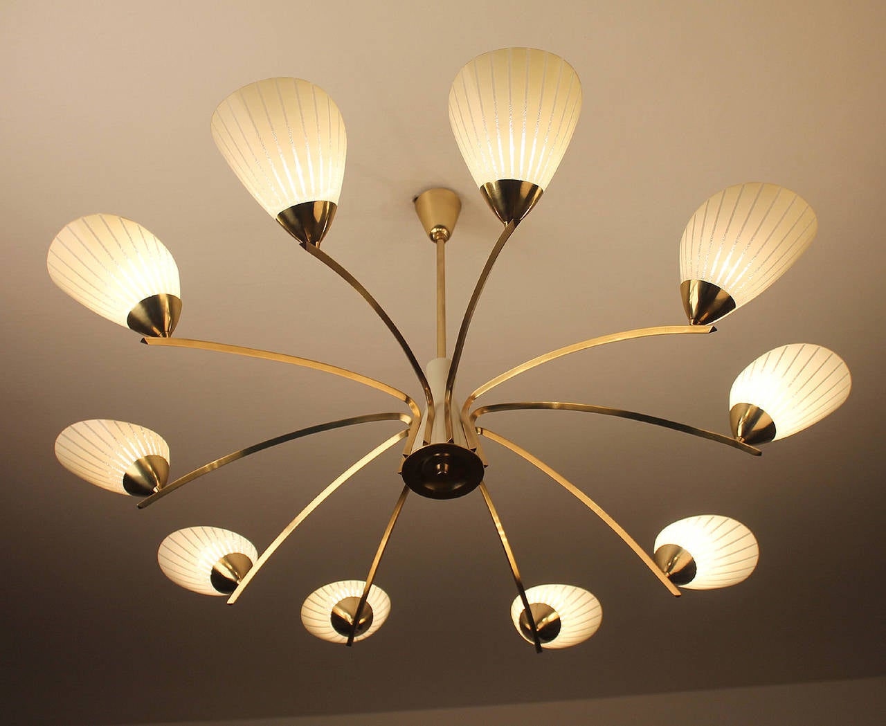 Large Austrian Chandelier Brass and Glass Champagne Cups Ceiling