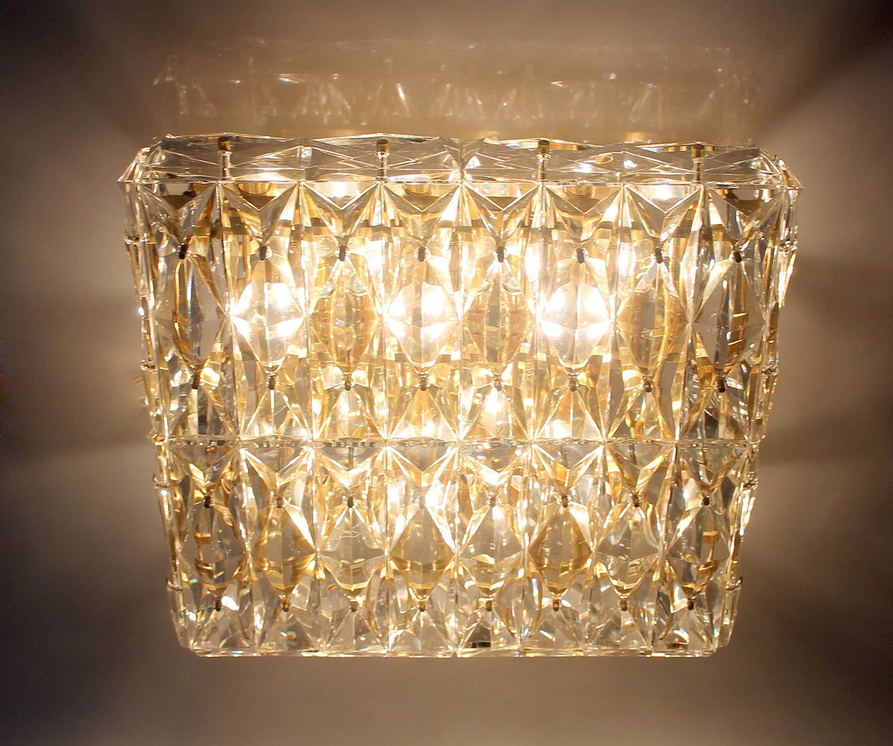 Kinkeldey Crystal Flush Light Chandelier Antique Lighting Brass Ceiling Austrian 3