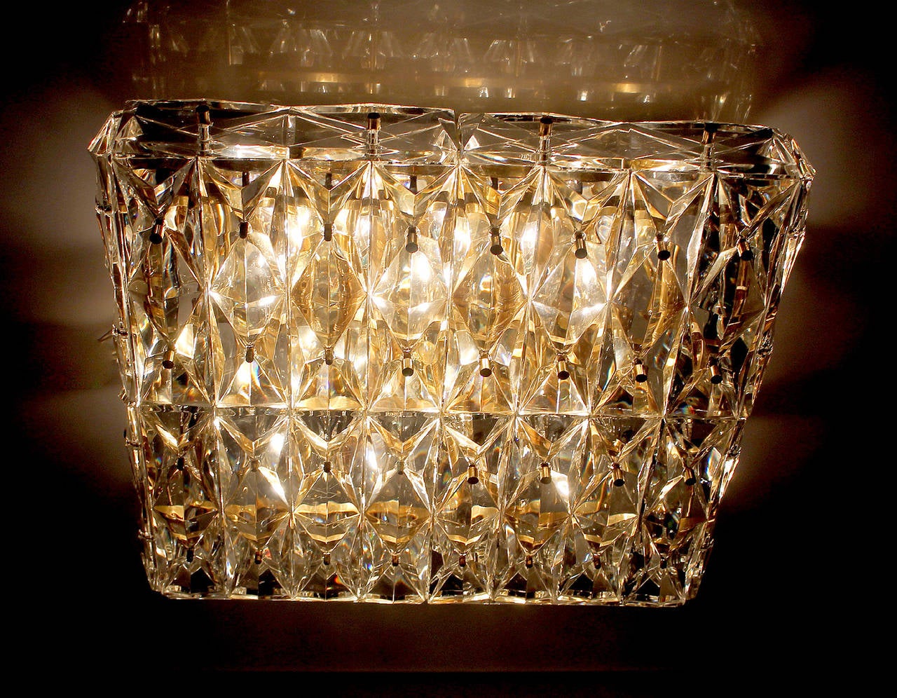 Kinkeldey Crystal Flush Light Chandelier Antique Lighting Brass Ceiling Austrian 2