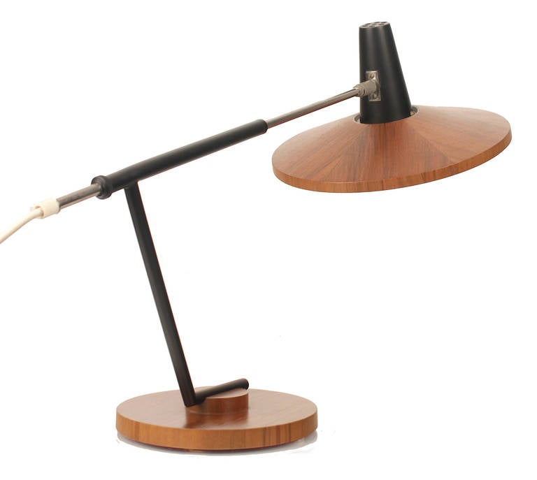 Mid Century Modernist Danish Modern Desk Lamp Teak For Sale at 1stdibs