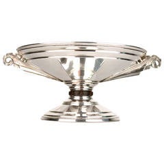 French Art Deco Silverplate Bowl Centerpiece, 1930s Modernist Design 