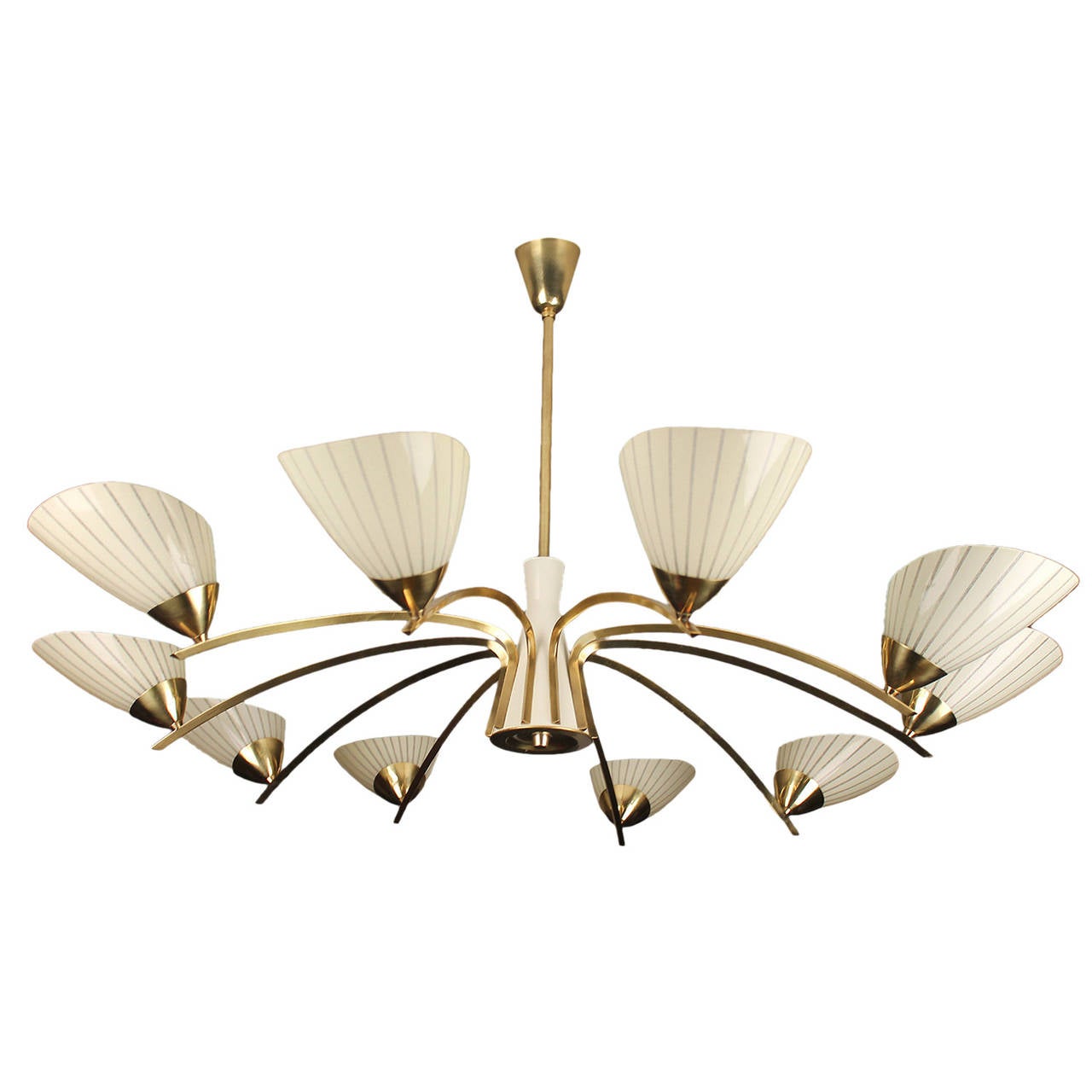 Large Austrian Chandelier Brass and Glass Champagne Cups Ceiling