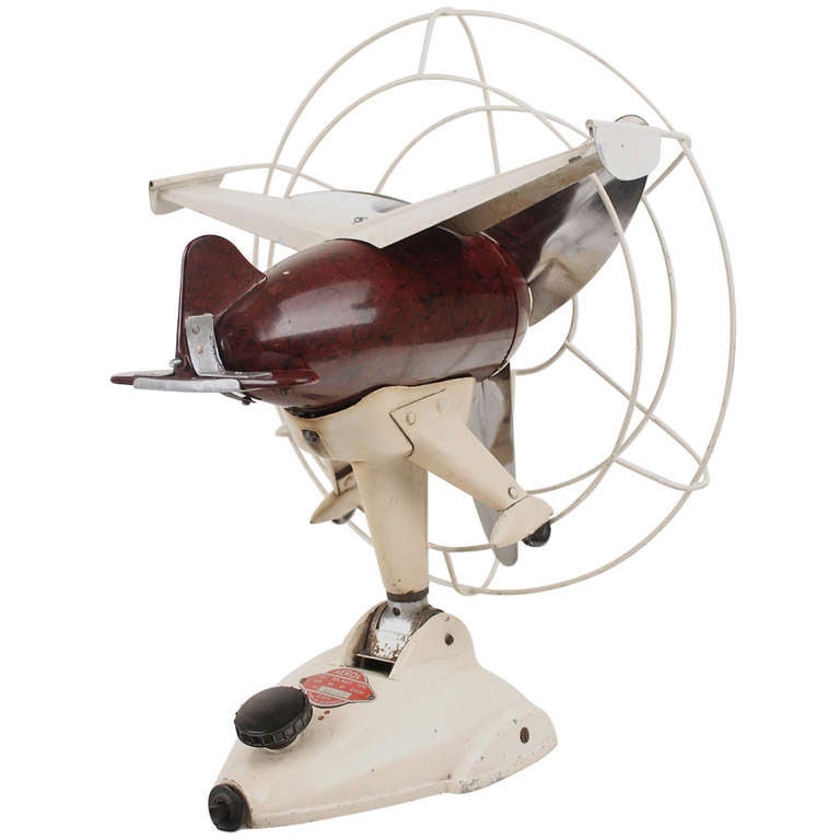 Extremely rare Art Deco fan produced by the company Aeros during the 1930-1940s

The particularity of these fans is their obvious airplane shape (some say it was shaped after the famous stuka aircraft design). This design includeds a full set of