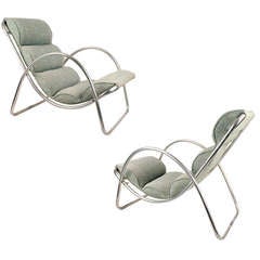 Pair Halliburton Lounge Chairs, 1930s Art Deco Machine Age Modernist Design