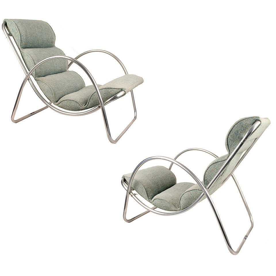 Pair Halliburton Lounge Chairs, 1930s  Art Deco Machine Age Modernist Design For Sale