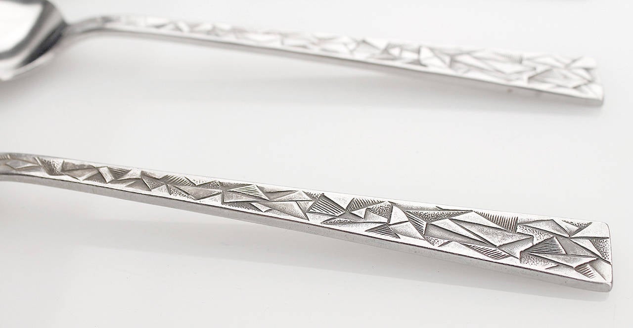Art Deco Brutalist Dinner Flatware for Six, 1960s For Sale 1