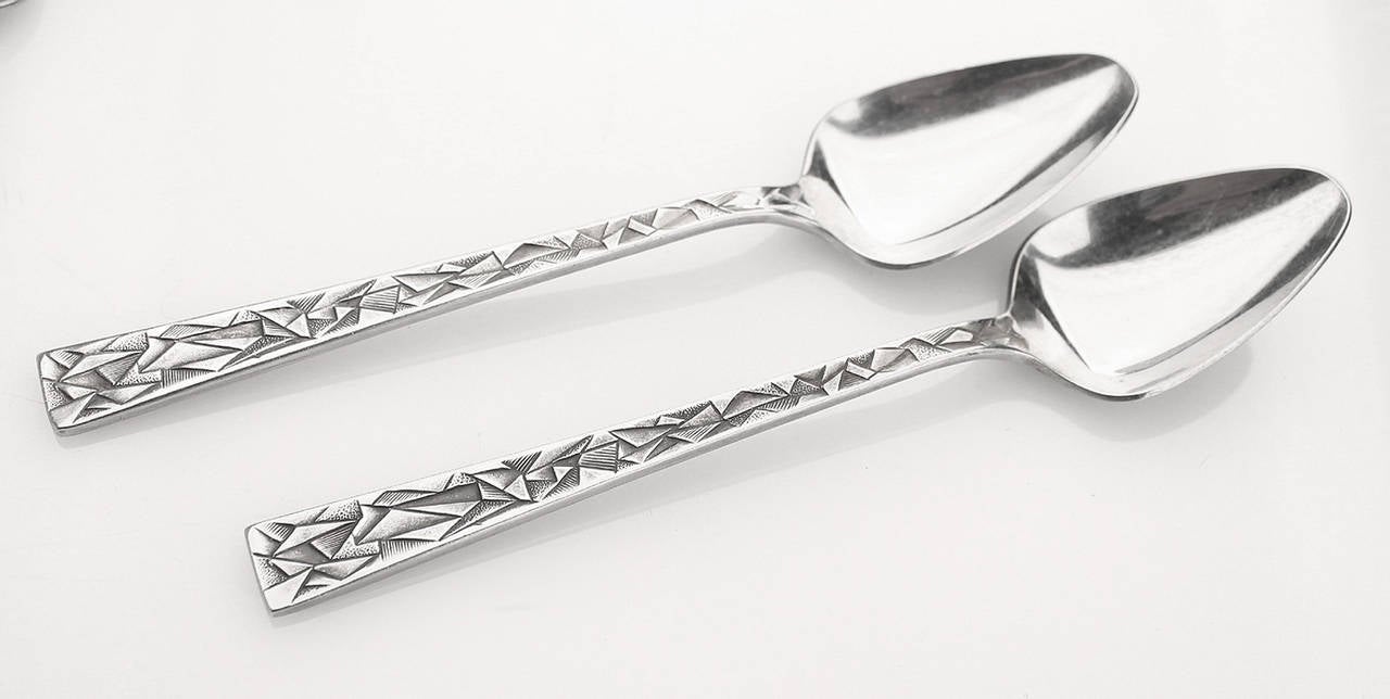 Art Deco Brutalist Dinner Flatware for Six, 1960s For Sale 2