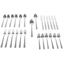 Art Deco Brutalist Dinner Flatware for Six, 1960s