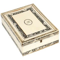 Anglo-indian Engraved Ivory Box