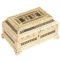 Russian Archangelsk Engraved Ivory Box