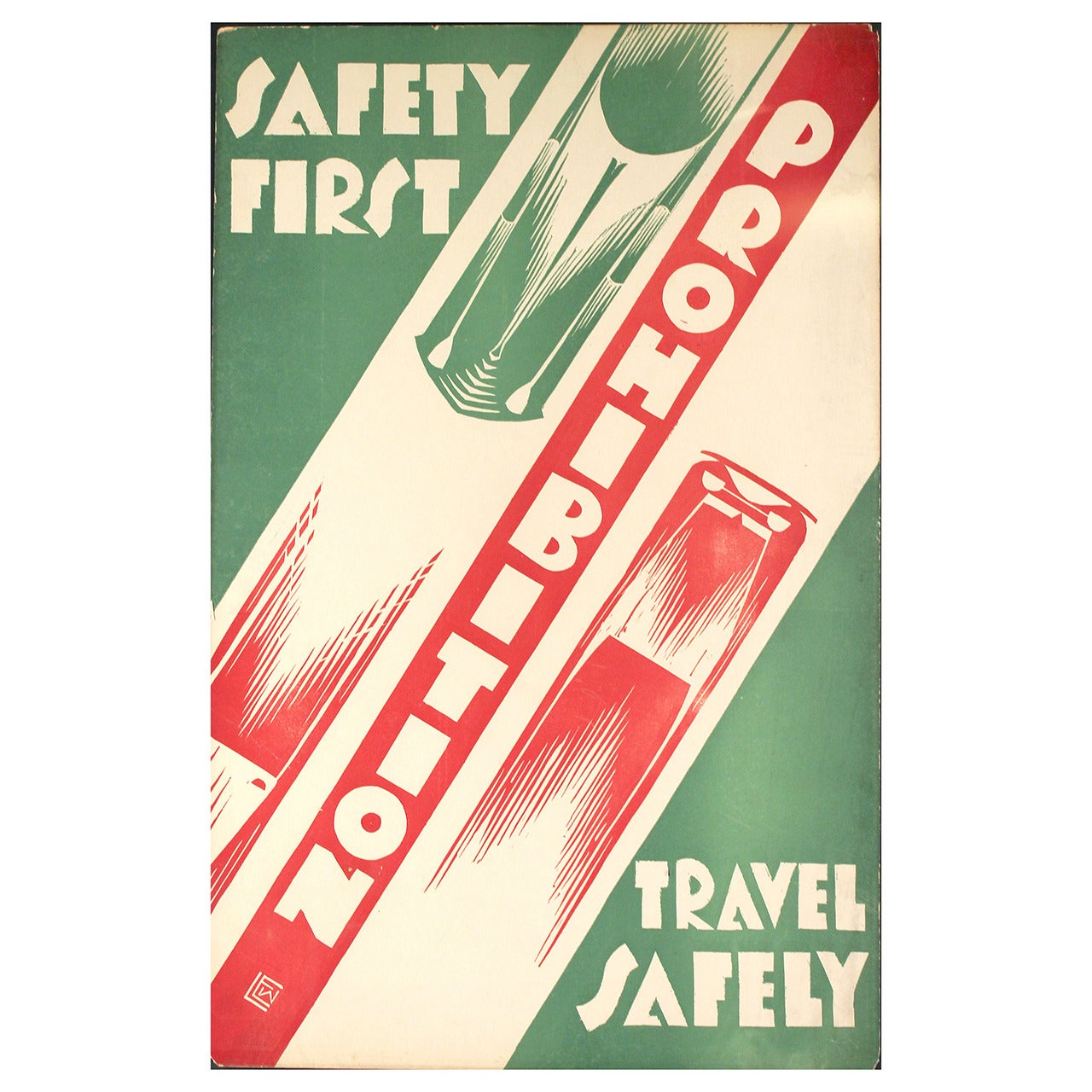 1930s Art Deco Poster, Alcohol Prohibition & Accident Prevention, Machine Age For Sale