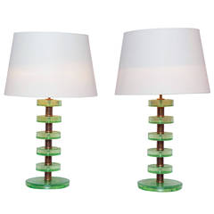Pair of Murano glass Table Lamps, Italy circa 1965