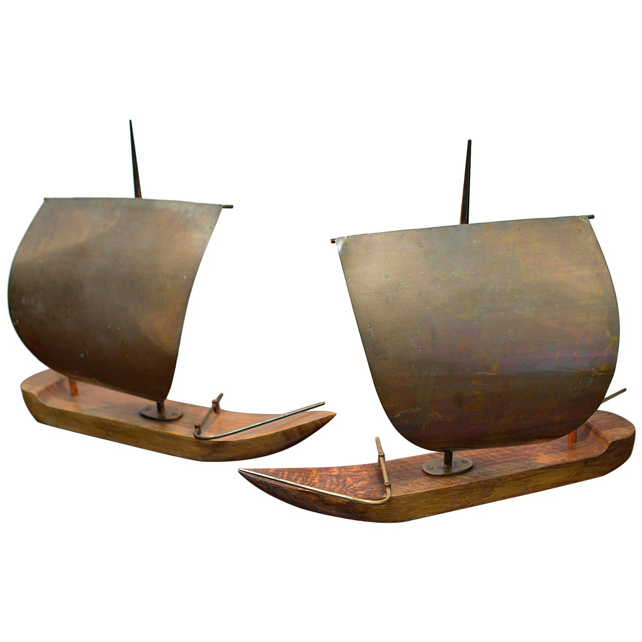 Pair of Sail Boat Table Lamps by Hagenauer, Vienna, circa 1935