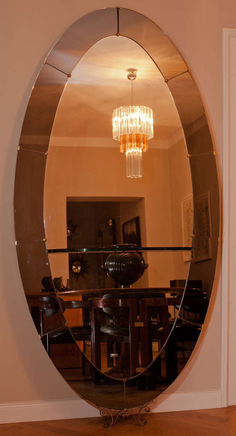 Big Crystal Art Floor Mirror with Console from Italy circa 1955 3