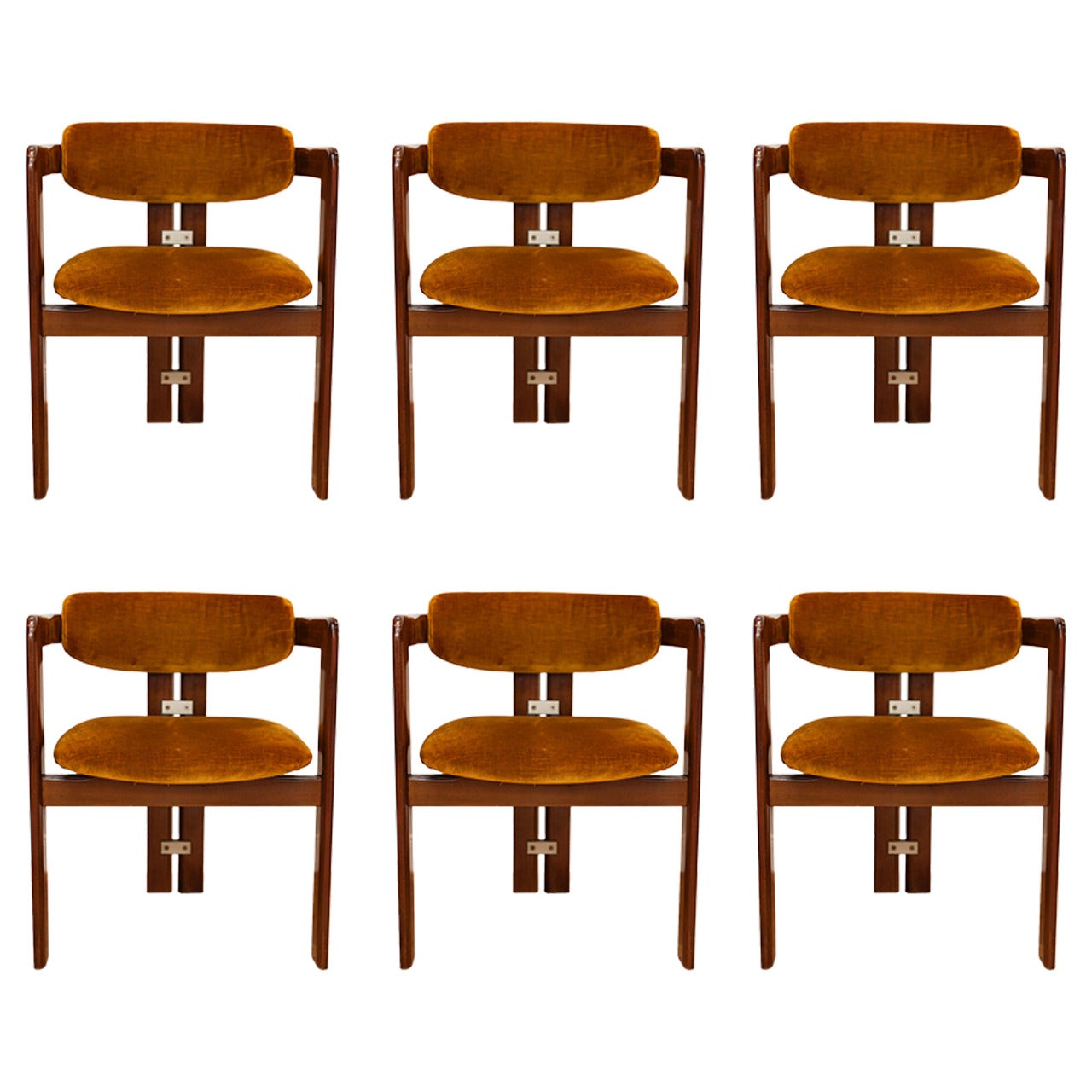 Set of Six Augusto Savini "Pamploma" Dining Chairs for Pozzi, Italy 1970